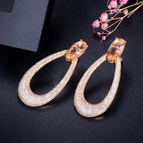 Yellow CZ Long Round Drop Earrings CZ583