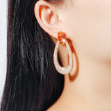 Yellow CZ Long Round Drop Earrings CZ583