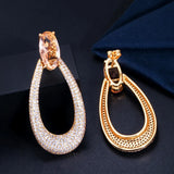 Yellow CZ Long Round Drop Earrings CZ583