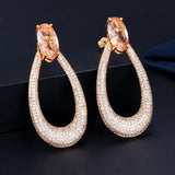 Yellow CZ Long Round Drop Earrings CZ583