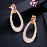 Yellow CZ Long Round Drop Earrings CZ583