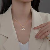 925 Silver Fish Tail Pendant Necklace Box Chain for Women