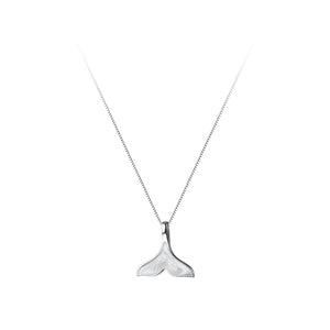 925 Silver Fish Tail Pendant Necklace Box Chain for Women