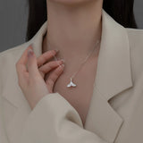 925 Silver Fish Tail Pendant Necklace Box Chain for Women