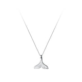 925 Silver Fish Tail Pendant Necklace Box Chain for Women