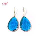 Water Droplets Shape Glass Crystal Earrings for Women