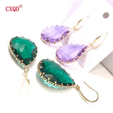 Water Droplets Shape Glass Crystal Earrings for Women