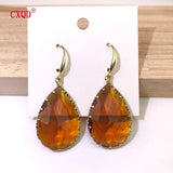 Water Droplets Shape Glass Crystal Earrings for Women