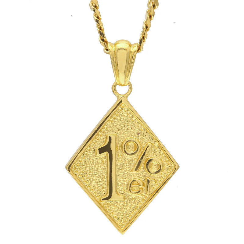 One Percent 1% ER Funny Necklace Jewelry Pendants Men Alloy Biker Pendant