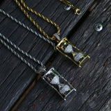 Hourglass Pattern Pendant Necklace CZ Hip Hop Iced Out Jewelry Men Women