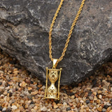 Hourglass Pattern Pendant Necklace CZ Hip Hop Iced Out Jewelry Men Women