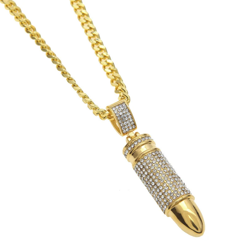 CY&CM Men Hiphop Army Bullet Pendant Necklace