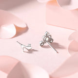 S925 Sterling Silver Stud Earrings Crystal Shoe Pumpkin Car for Women