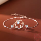 S925 Silver Bracelet AAA CZ Rabbit Women Birthday Gift Jewelry