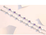 S925 Sterling Silver Clear Pink CZ Love Heart Bracelet for Women