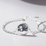 European S925 Sterling silver Prince and Fox Lover Couple Bracelet Chain
