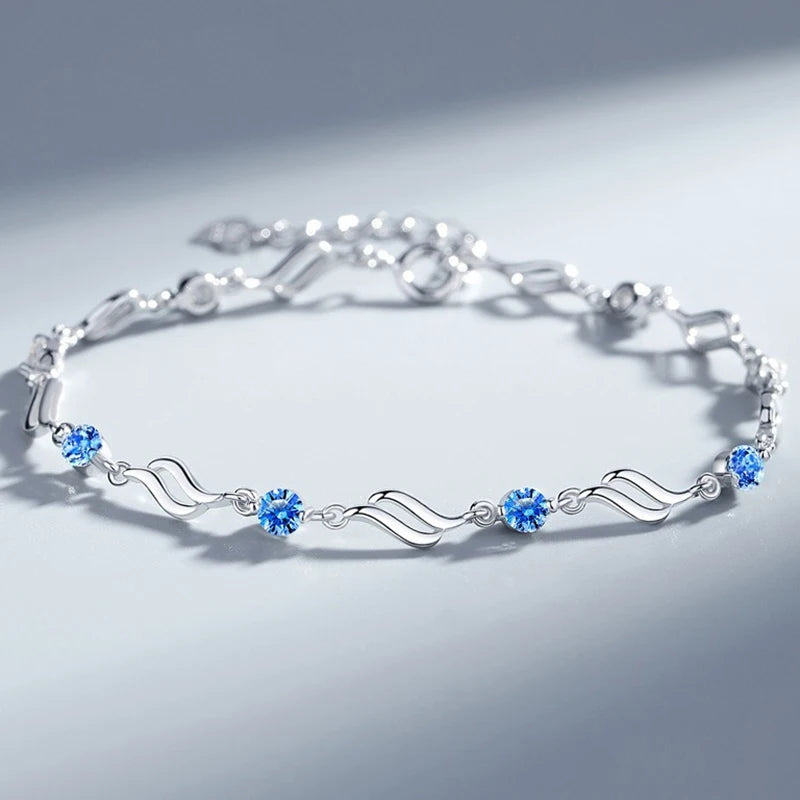 CYJ Sparkling AAA CZ S925 Silver Wave Bracelet For Women