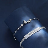CYJ Sparkling Branches And Birds CZ S925 Silver Couple Bracelet Chain