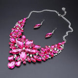 CYNTHIA Pink Flowers Bridal Wedding Party Jewelry Sets