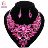 CYNTHIA Pink Flowers Bridal Wedding Party Jewelry Sets