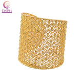 CYNTHIA Wide Bridal Hand Bangle Hollow Open Cuff Bracelet