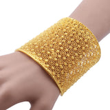 CYNTHIA Wide Bridal Hand Bangle Hollow Open Cuff Bracelet