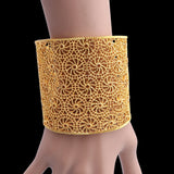 CYNTHIA Golden Bangles for Women Wide Bracelet Arabic Bridal Hand Bangles