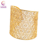 CYNTHIA Golden Bangles for Women Wide Bracelet Arabic Bridal Hand Bangles