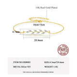 925 Silver Leaf CZ Chain Bracelet Women Jewelry