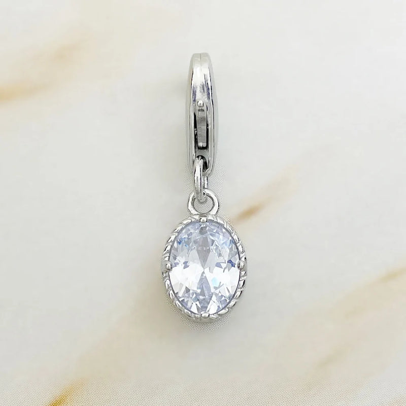 Oval Triangle Zircon Stone 925 Silver Charm Pendant