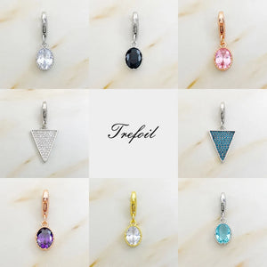 Oval Triangle Zircon Stone 925 Silver Charm Pendant