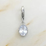 Oval Triangle Zircon Stone 925 Silver Charm Pendant