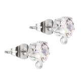 CZ Zircon Earrings Stud Loop Stainless Steel Post Findings