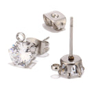 CZ Zircon Earrings Stud Loop Stainless Steel Post Findings