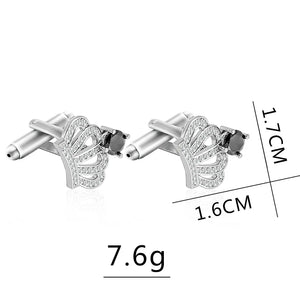 Classic Crystal CZ Crown Cufflinks Bling Cuff Links