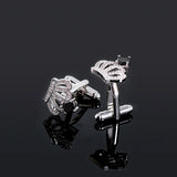Classic Crystal CZ Crown Cufflinks Bling Cuff Links