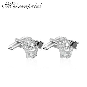 Classic Crystal CZ Crown Cufflinks Bling Cuff Links