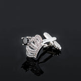 Classic Crystal CZ Crown Cufflinks Bling Cuff Links