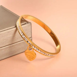 Heart Open Cuff Bangle Femme Bracelet Zircon Jewelry