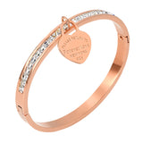 Heart Open Cuff Bangle Femme Bracelet Zircon Jewelry