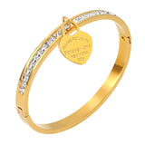Heart Open Cuff Bangle Femme Bracelet Zircon Jewelry