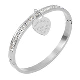 Heart Open Cuff Bangle Femme Bracelet Zircon Jewelry