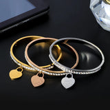 Heart Open Cuff Bangle Femme Bracelet Zircon Jewelry
