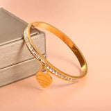 Heart Open Cuff Bangle Femme Bracelet Zircon Jewelry