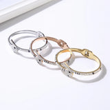 CZ Crystal Spring Clasp Bangles Stainless Steel for Women Men Snake Bracelet