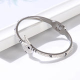 CZ Crystal Spring Clasp Bangles Stainless Steel for Women Men Snake Bracelet