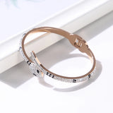CZ Crystal Spring Clasp Bangles Stainless Steel for Women Men Snake Bracelet
