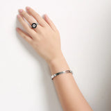 CZ Golden Woman Bracelet Bangle Crystal Rhinestones Sliding Party Band
