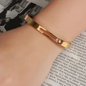 CZ Golden Woman Bracelet Bangle Crystal Rhinestones Sliding Party Band