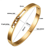 CZ Golden Woman Bracelet Bangle Crystal Rhinestones Sliding Party Band